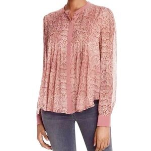 Joie Dusty Rose Rust Snake Print Silk Blouse XS